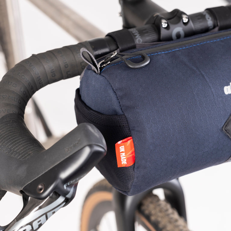 alpkit toploader bar bag in navy uk made