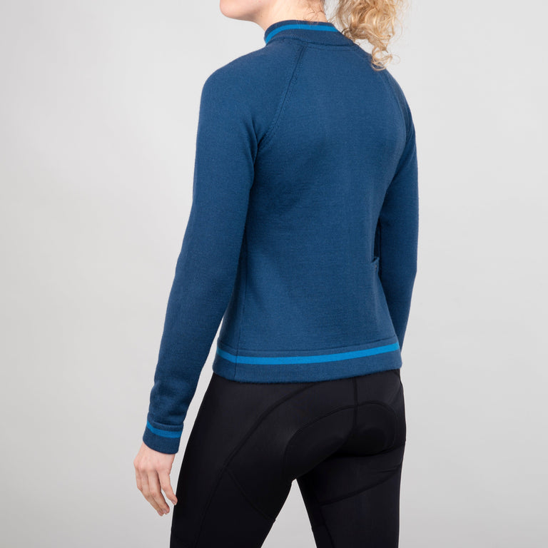 alpkit torino womens merino full zip in ocean back