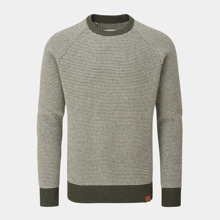 alpkit tryfan wool jumper in forest green - closed