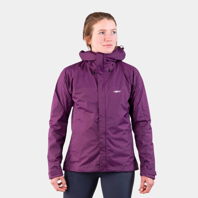 alpkit womens Atalanta waterproof jacket in cosmos purple - closed