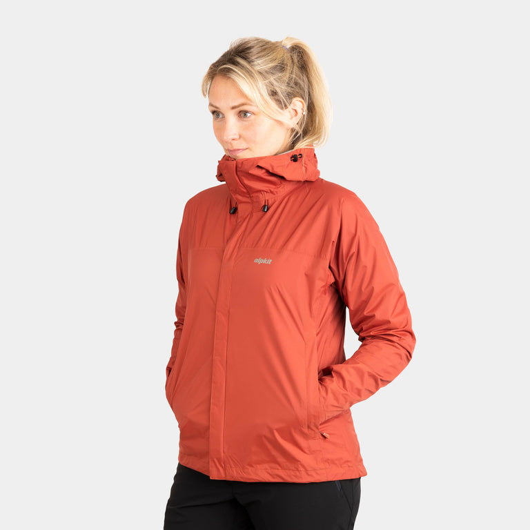 Alpkit women's Atalanta waterproof jacket in Brick red|kt