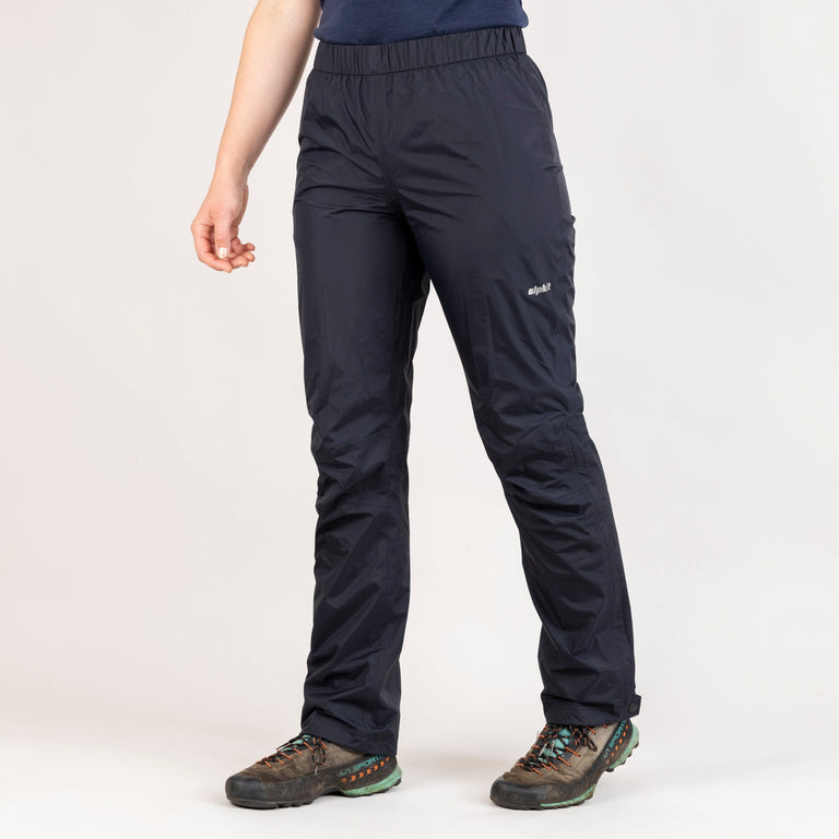 alpkit womens cloudburst waterproof overtrousers in black front|rg