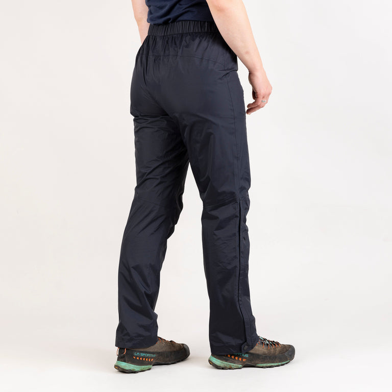 alpkit womens cloudburst waterproof overtrousers in black back|rg