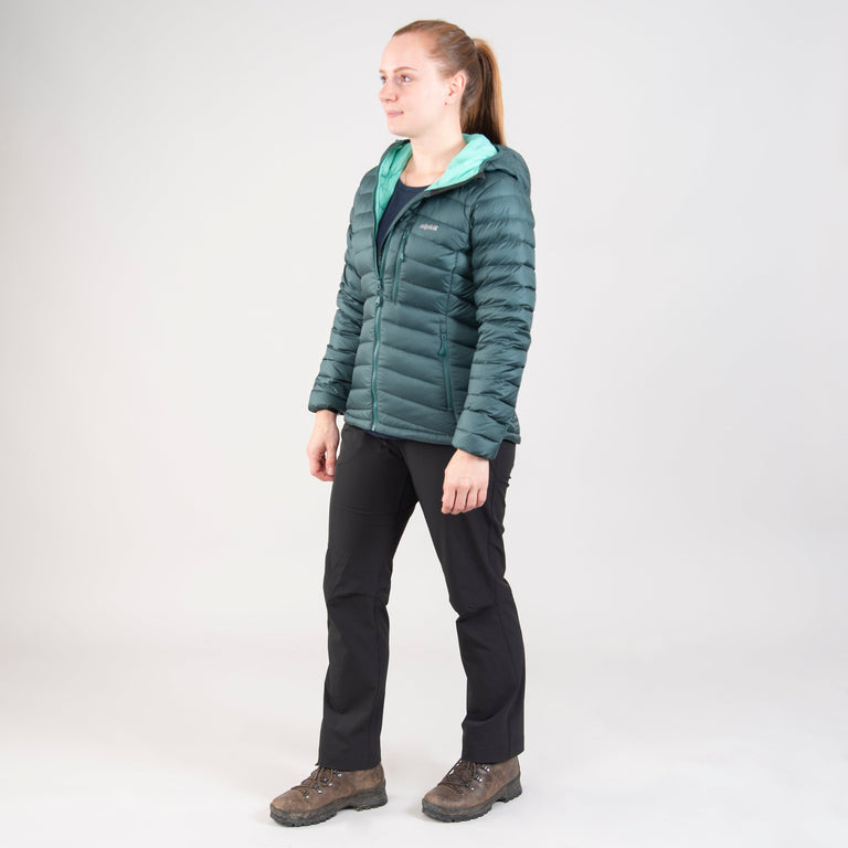 alpkit womens filoment hoody in forest green outfit