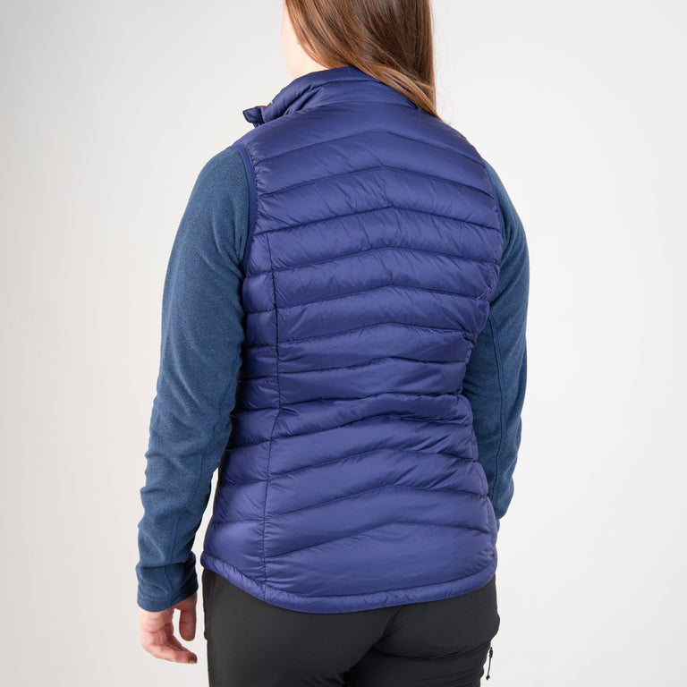 alpkit womens filoment vest down gilet in nightshade blue outift