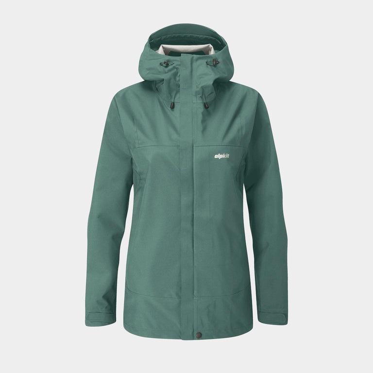 Alpkit women's Fortitude waterproof jacket in Forest green - closed