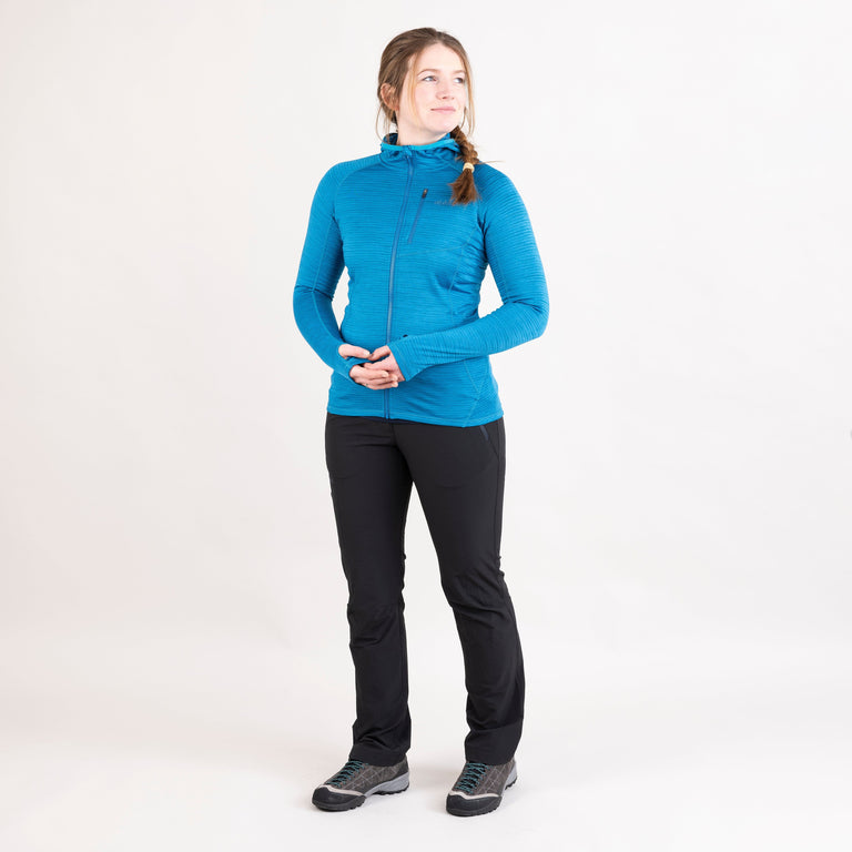 womens griffon hooded fleece in reef blue outfit 