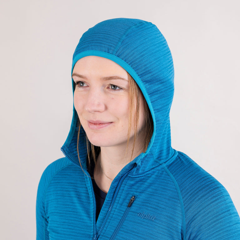 womens griffon hooded fleece in reef blue hood