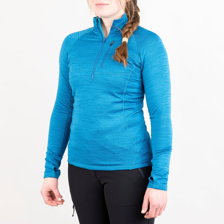 alpkit womens griffon half zip fleece in reef blue front