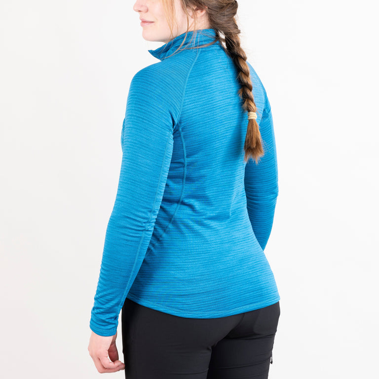 alpkit womens griffon half zip fleece in reef blue back