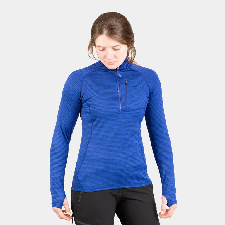 alpkit womens griffon half zip fleece in fontainebleau blue