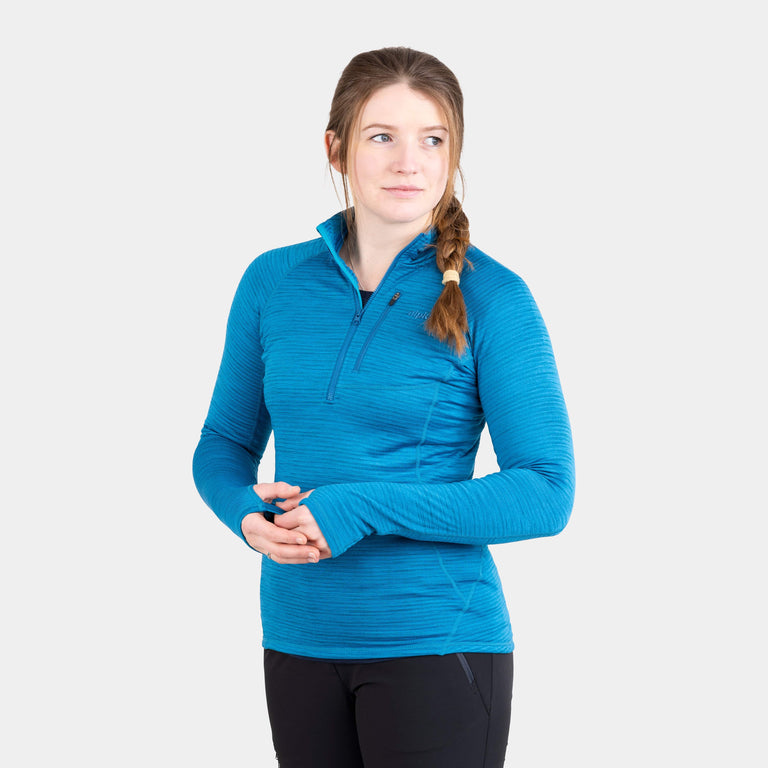 alpkit womens griffon half zip fleece in reef blue