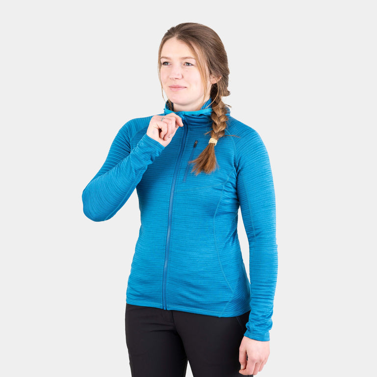 womens griffon hooded fleece in reef blue - closed