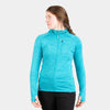 womens griffon hooded fleece in surf blue - closed