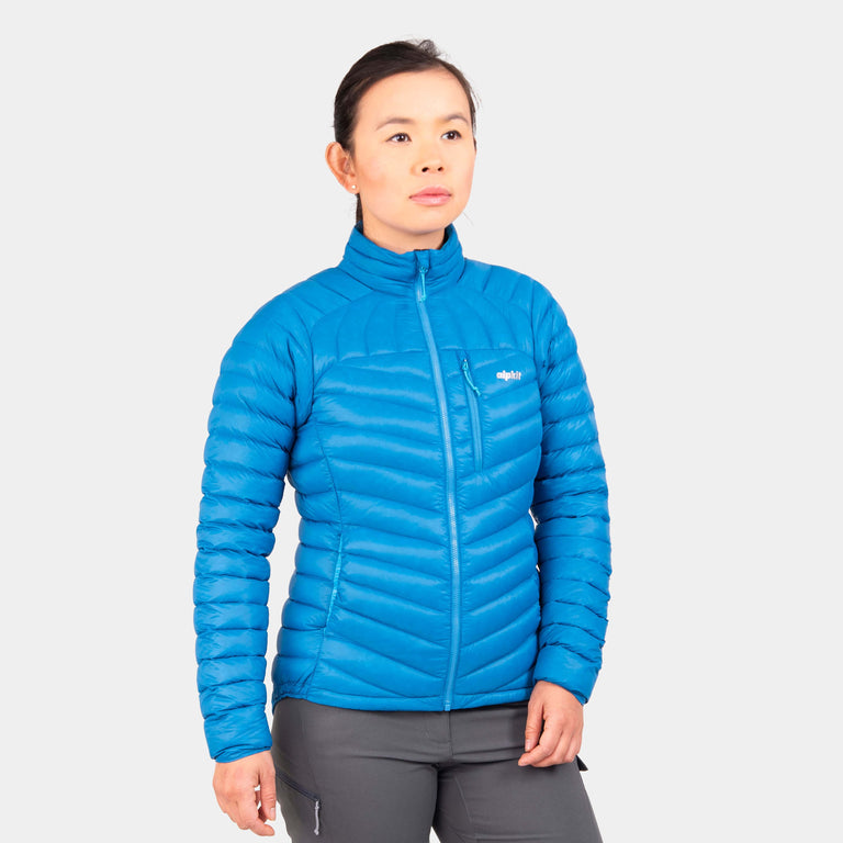 alpkit womens halogen ultralight down jacket in reef blue|jl