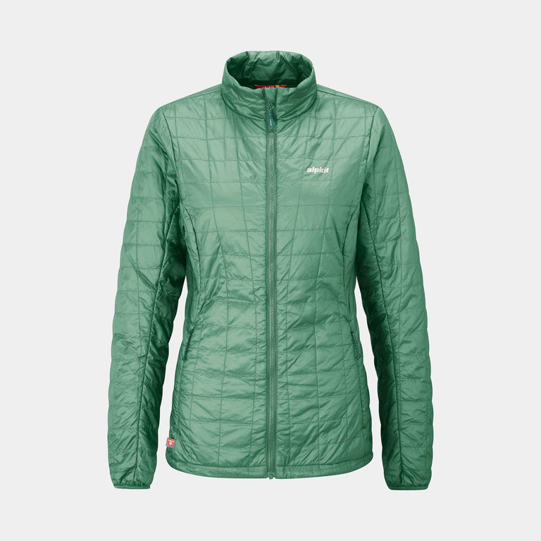 womens alpkit heiko insulated jacket in forest - closed