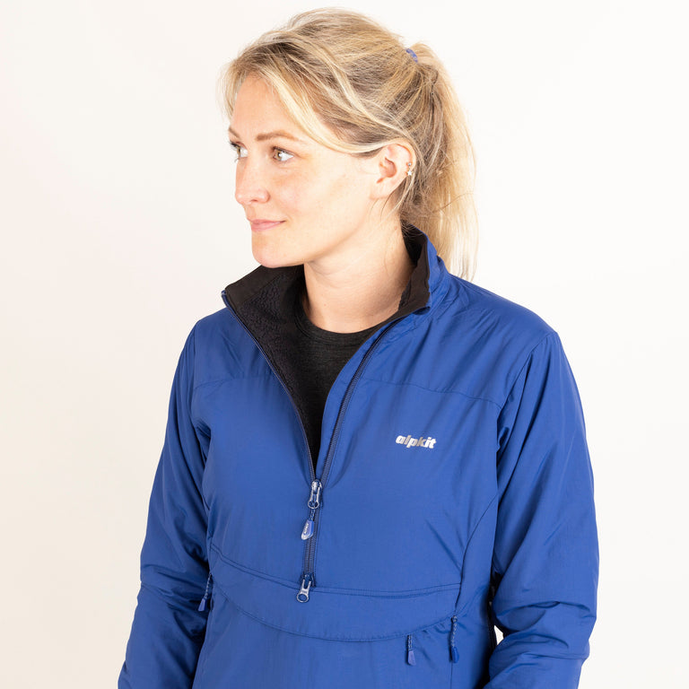 Alpkit women's Jura Mountain Smock weatherproof jacket in nemo blue removable hood|kt