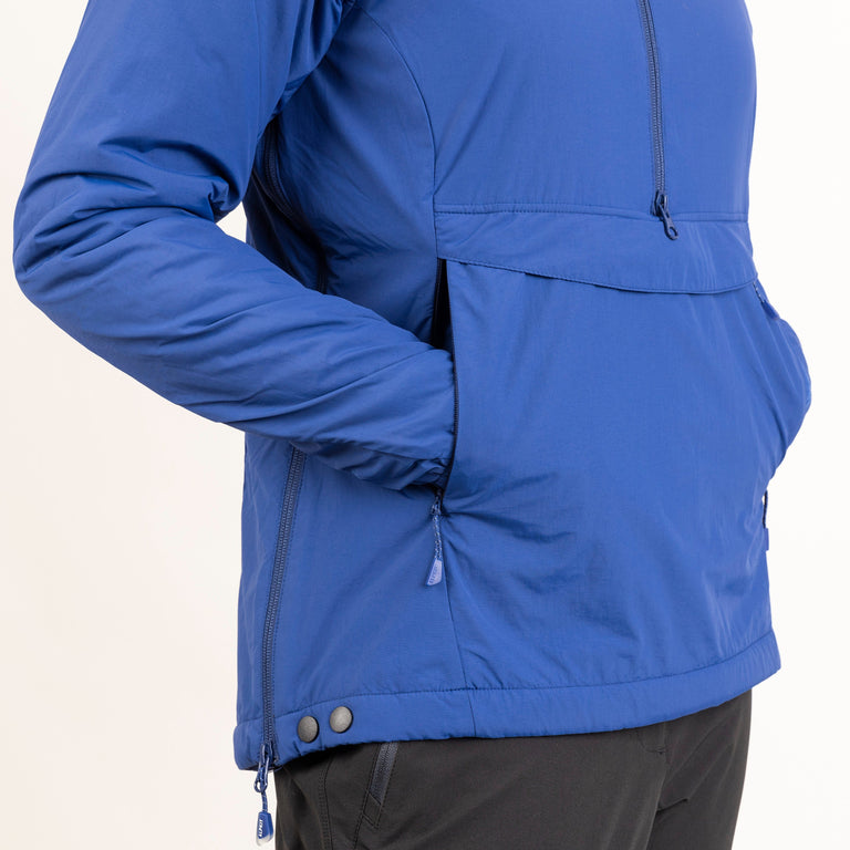 Alpkit women's Jura Mountain Smock weatherproof jacket in nemo blue pockets|kt