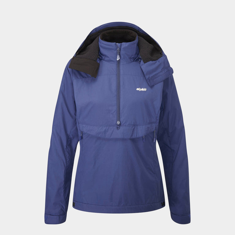 Alpkit women's Jura Mountain Smock weatherproof jacket in Nemo blue - closed