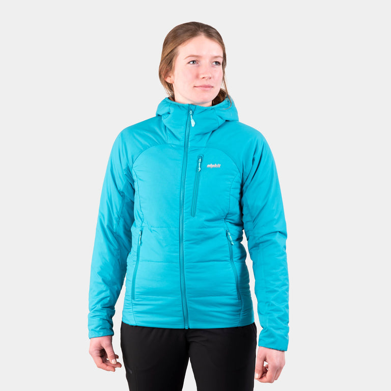 alpkit womens katabatic primaloft insulated jacket in surf blue