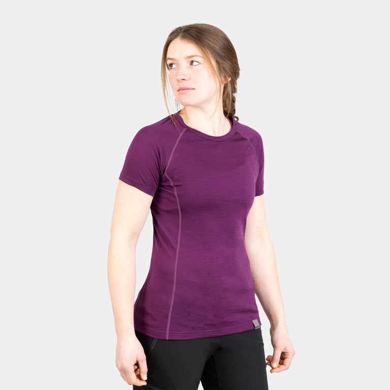 alpkit womens kepler merino short sleeve base layer in cosmos purple|rg