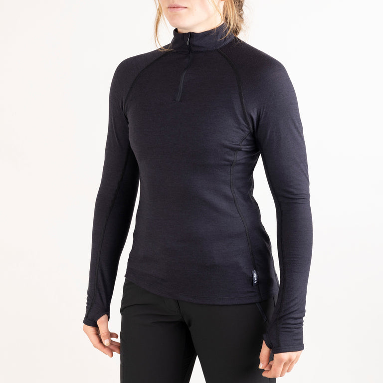 alpkit womens Kepler zip top in graphite black front