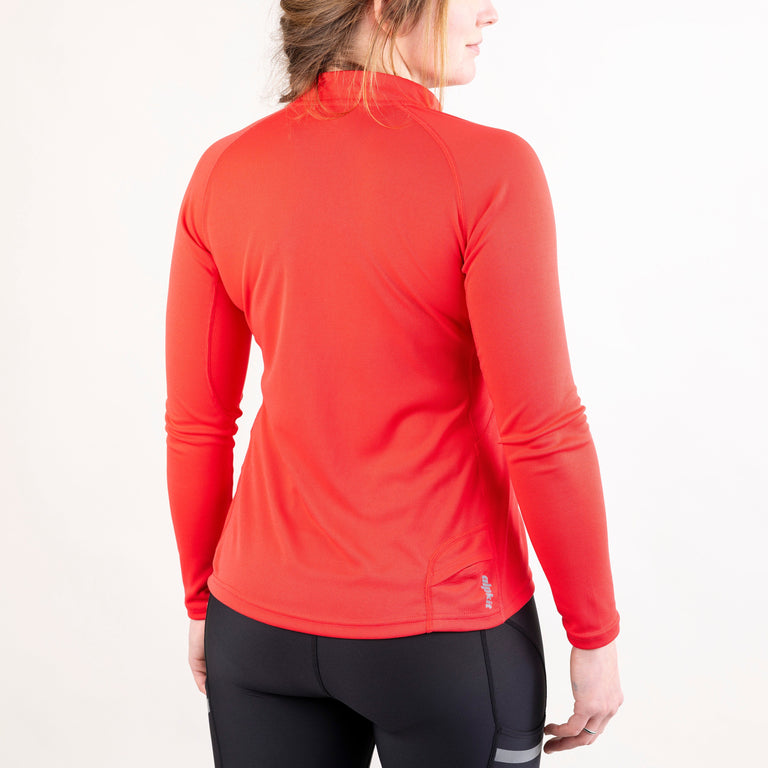 womens Alpkit Koulin trail long sleeve zip baselayer in watermelon back