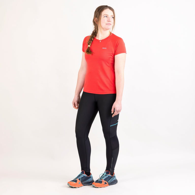 womens Alpkit Koulin trail short sleeve baselayer in watermelon outfit