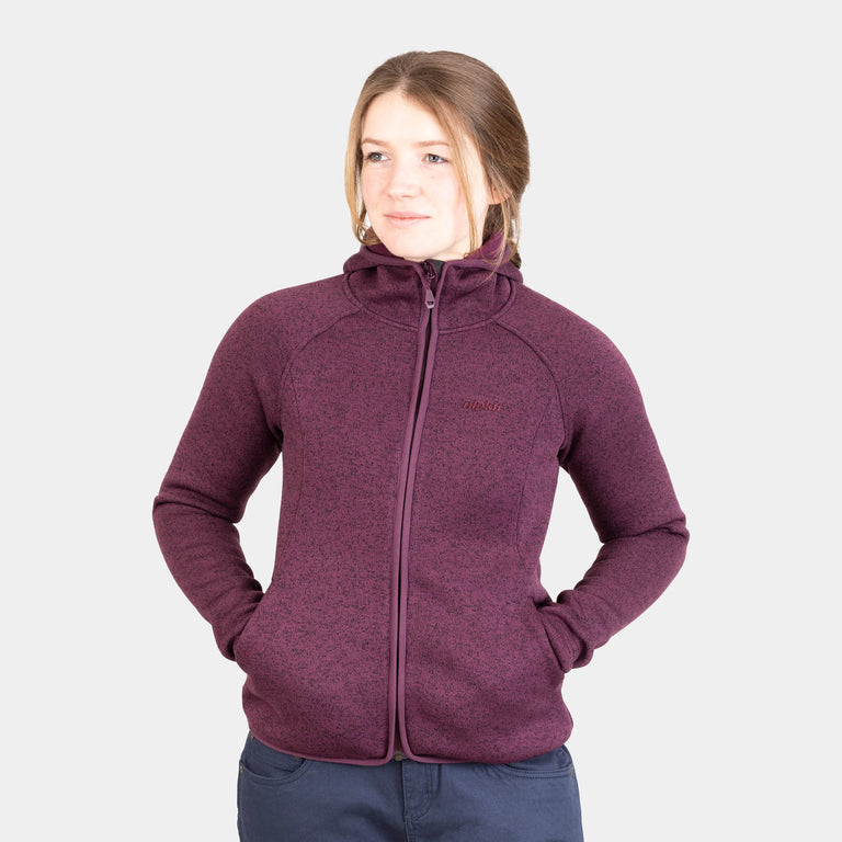 alpkit womens mamalute windproof hooded fleece jacket in cosmos purple