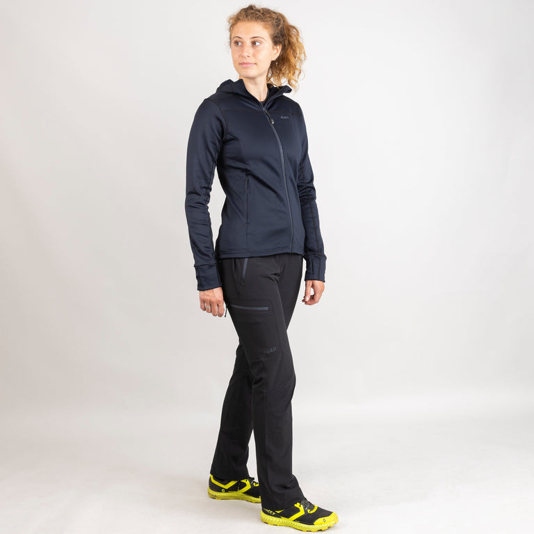 womens alpkit moya hooded fleece in black outfit