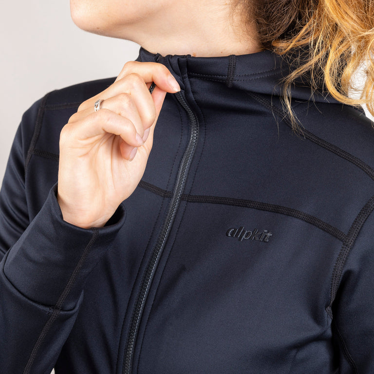  womens alpkit moya hooded fleece in black zip
