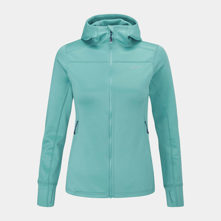 womens alpkit moya hooded fleece in halcyon