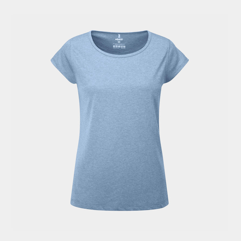 womens Alpkit picu tee in easy blue - closed