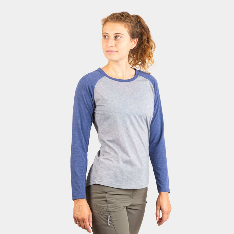 alpkit womens picu long sleeve base layer in twilight grey - closed