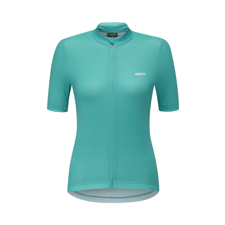 womens Alpkit rhythm elite cycling jersey in surf - closed