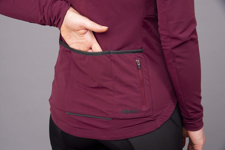 womens long sleeve thicky cycle jersey rear pocket