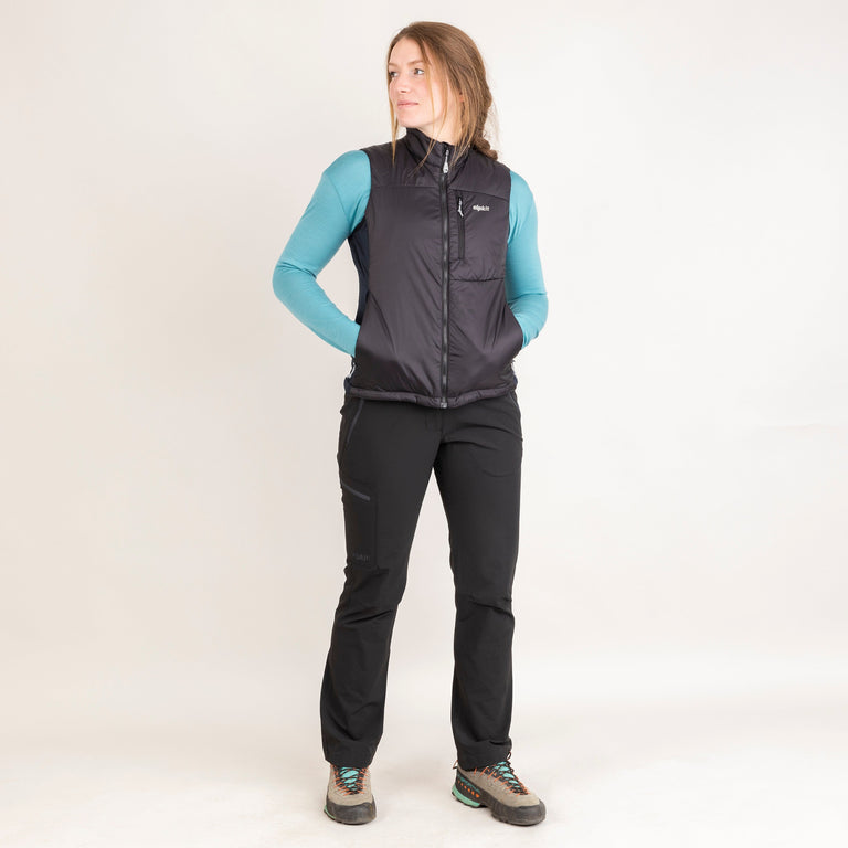 alpkit womens Sierra vest in black outfit