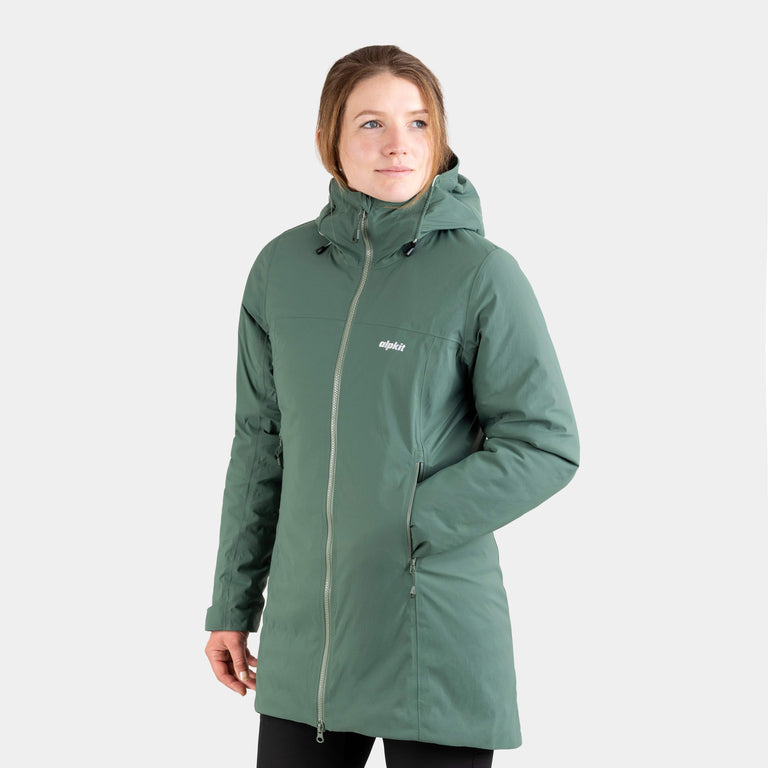 alpkit womens solace parka in reed green - reed - closed