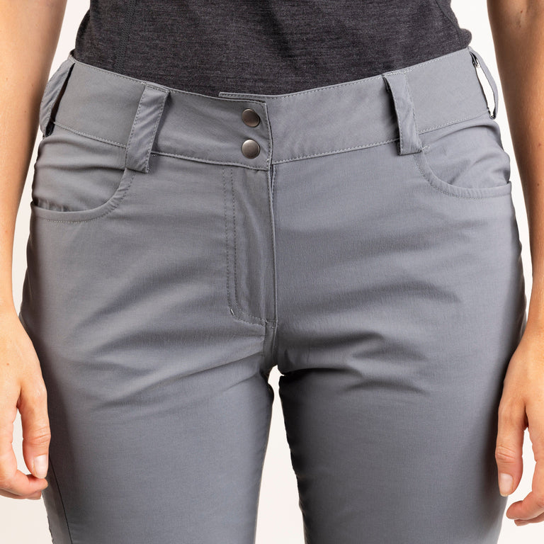 alpkit womens teleki pants in steel front waistband