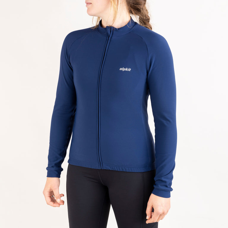 alpkit Valli womens long sleeve cycling jersey in navy blue front