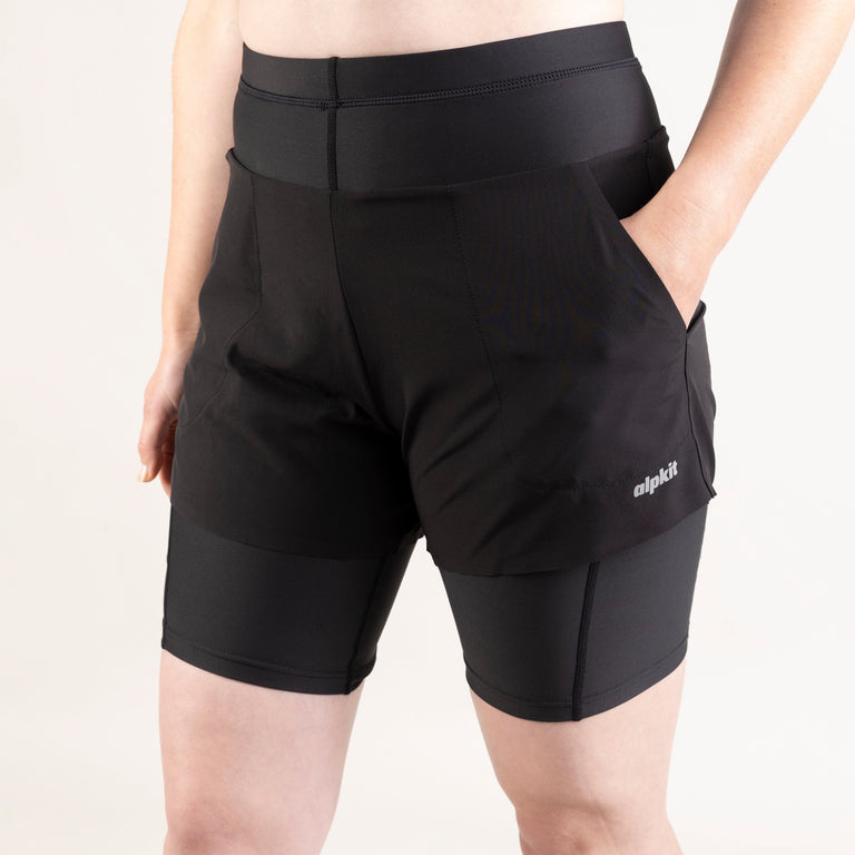 alpkit womens vayper twin running shorts in black front