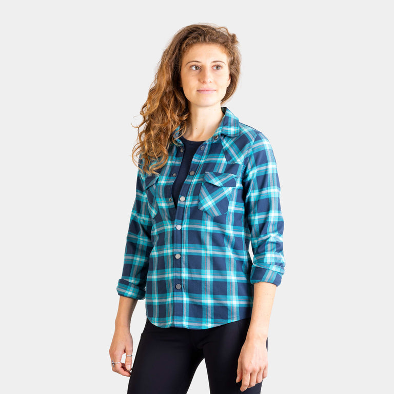 alpkit womens woodsmoke shirt in bluebird blue check